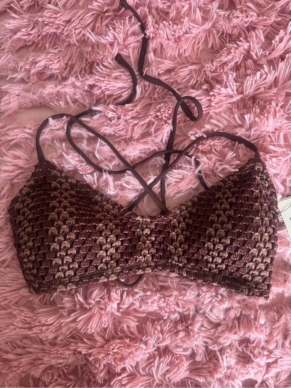No Boundaries Brown Crochet Bandeau Bralette